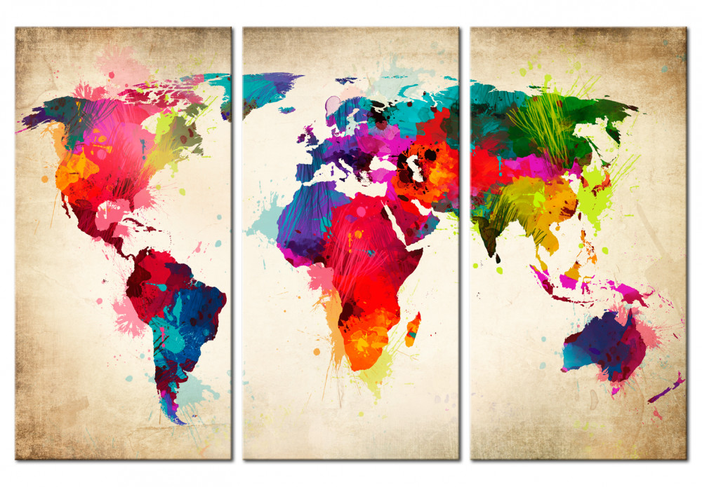  Impresion en lienzo Rainbow Continents - Mapas del mundo - Cuadros