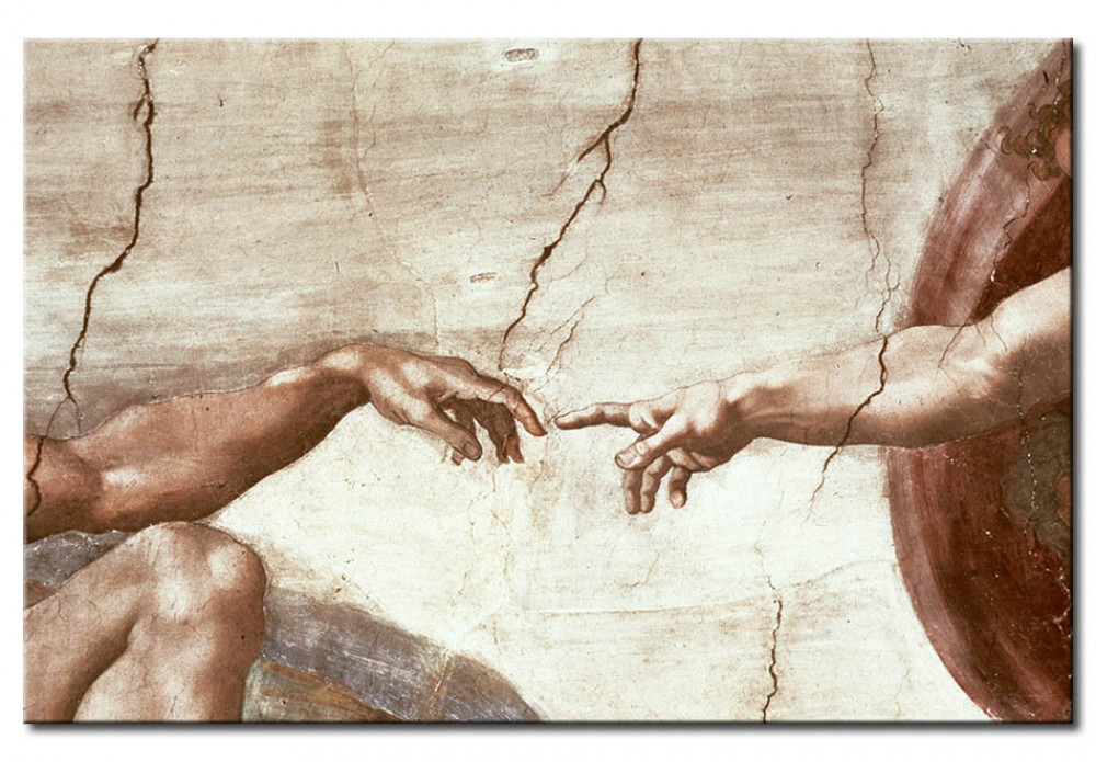 Quadro moderno Michelangelo riproduzione copia la Creazione di Adamo stampa tela 