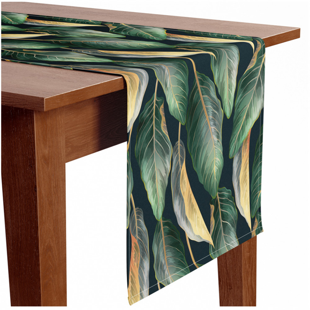 - Tischläufer Tischläufer a pattern Gold-green - bimago floral dekorativ modern - leaves