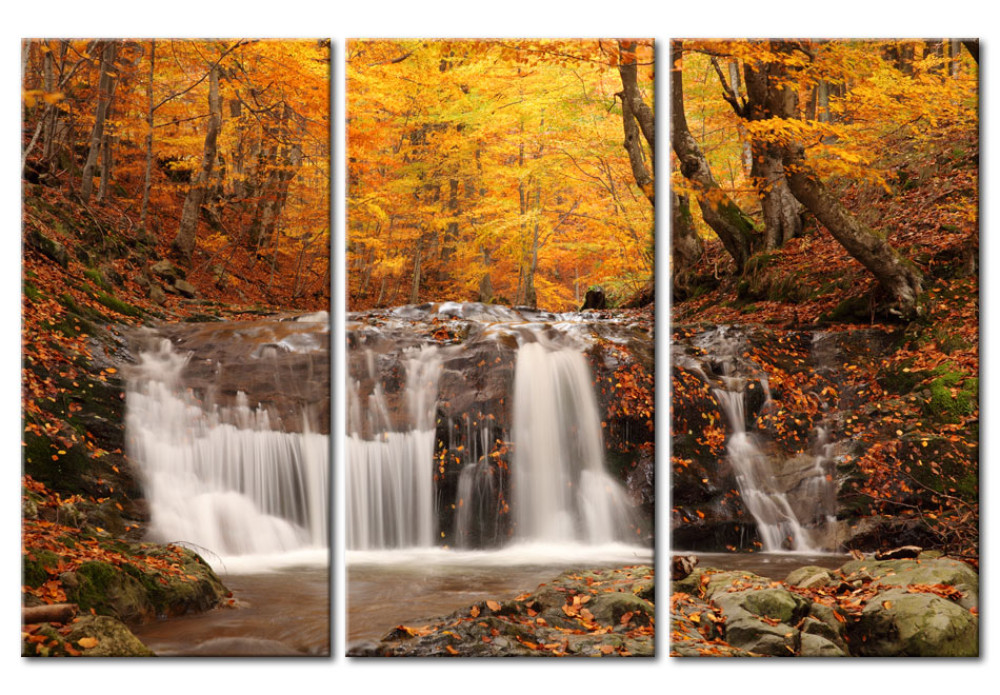 Canvas Art A waterfall in the middle of autumn trees Forest Landscapes  Canvas Prints
