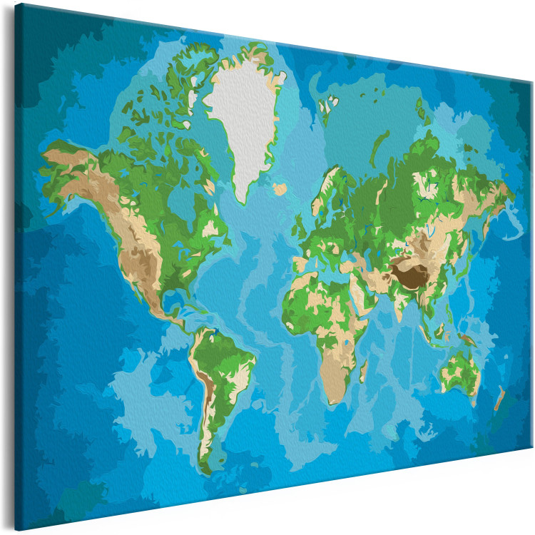 Obraz do malowania po numerach Mapa świata (niebiesko-zielona) 107500 additionalImage 5