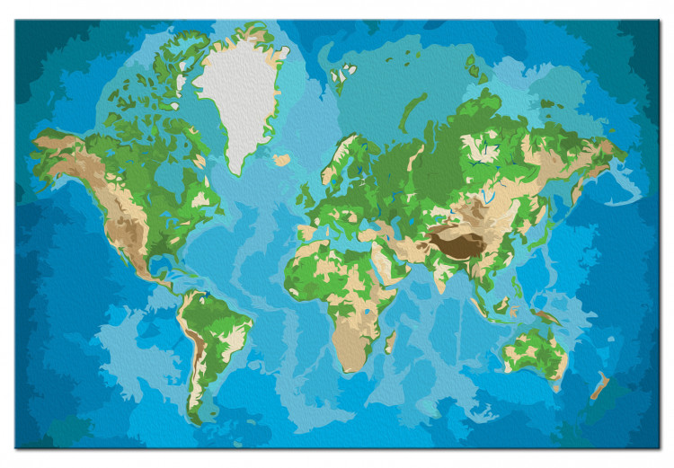 Obraz do malowania po numerach Mapa świata (niebiesko-zielona) 107500 additionalImage 6