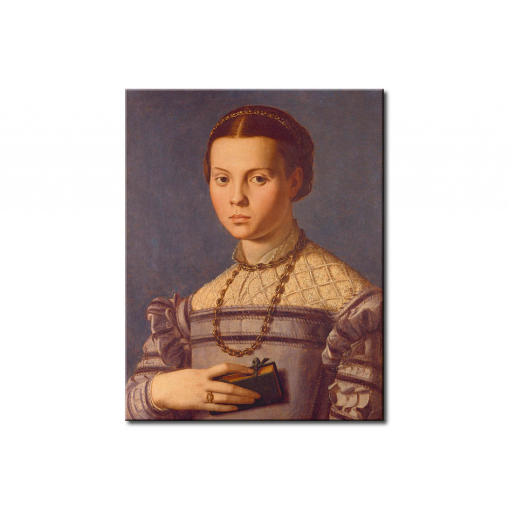 Schilderij  Agnolo Bronzino: Portrait Of A Young Girl With A Book