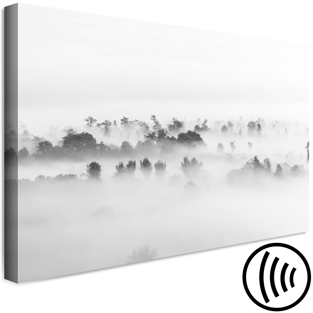 Obraz Mglisty Pejzaż Lasu (1-częściowy) - Drzewa Schowane Pod Białą Zasłoną