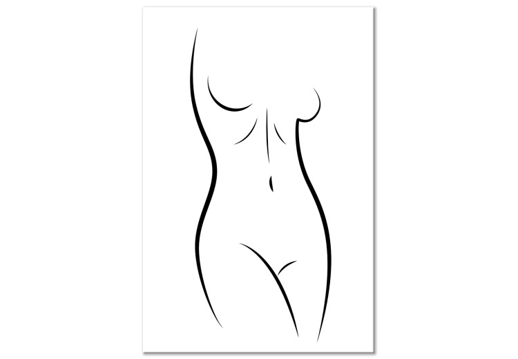 Quadro su tela Silhouette lineare di una donna - una figura umana in colore bianco e nero su un disegno minimalista in stile scandinavo