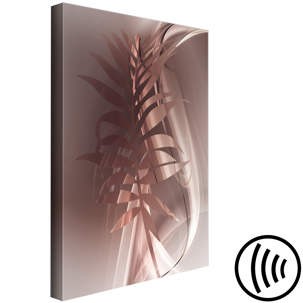 Schilderij  Florale Motieven: Metallic Palmblad Met Golven - Abstract Bloemenpatroon