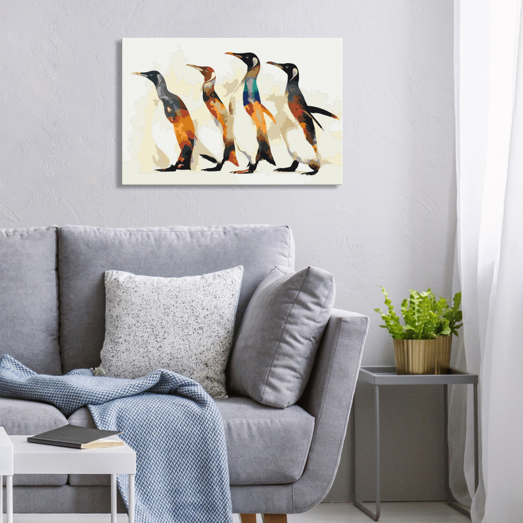 Obraz Do Malowania Po Numerach Rodzina Pingwinów