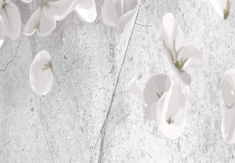 Cuadro redondos moderno The Scent of Spring - White Flowers on a Gray Concrete Background 148700 additionalImage 3