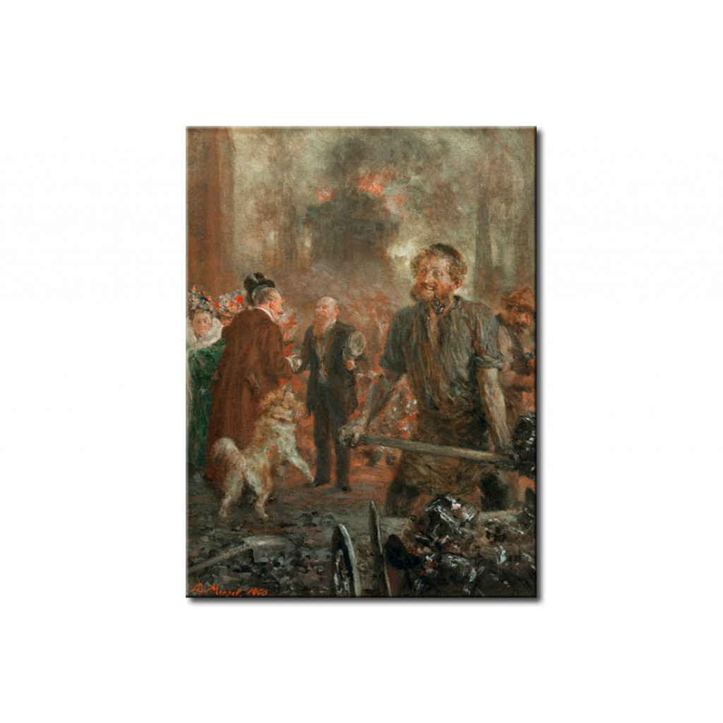Schilderij  Adolph Von Menzel: Besuch Im Eisenwalzwerk