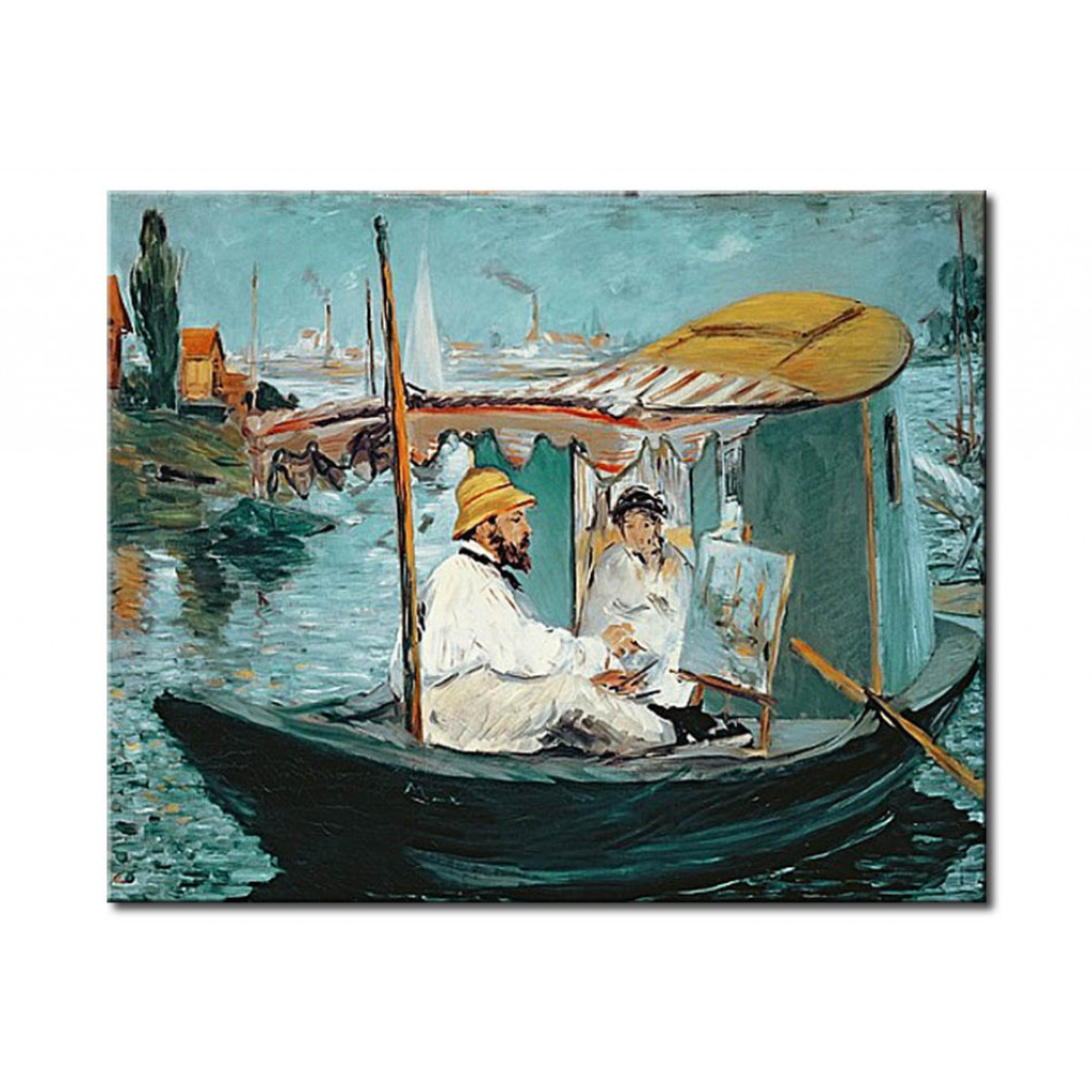 Schilderij  Edouard Manet: Monet In His Floating Studio