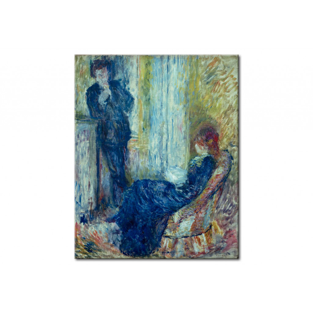 Schilderij  Pierre-Auguste Renoir: La Conversation. Riviere Et Margot. Au Coin De La Cheminee