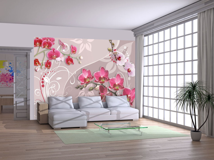 Wall Mural Flight of pink orchids 60300