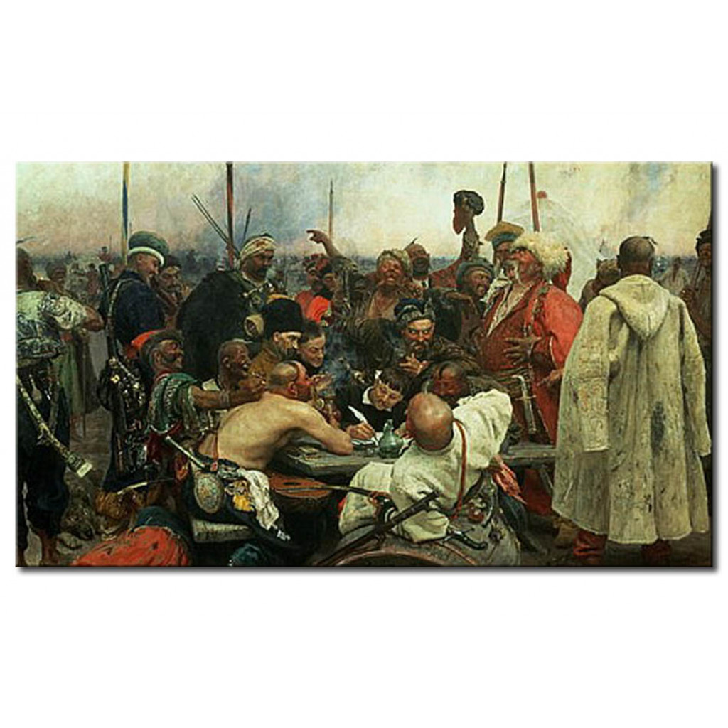 Schilderij  Ilja Repin: The Zaporozhye Cossacks Writing A Letter To The Turkish Sultan