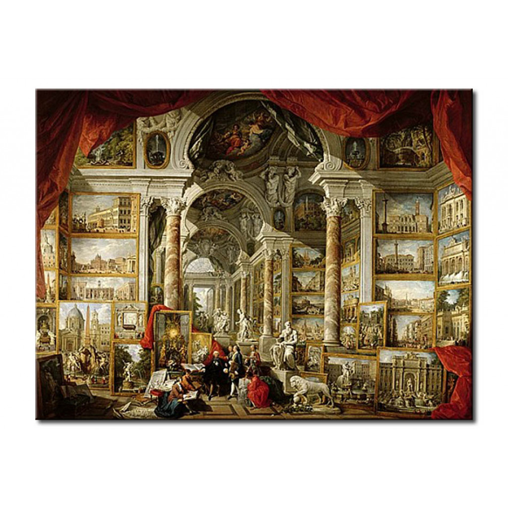 Schilderij  Giovanni Paolo Panini: Gallery With Views Of Modern Rome