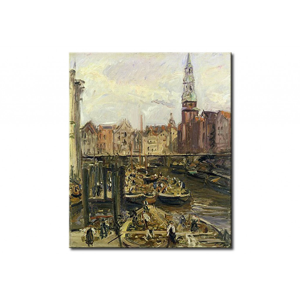 Schilderij  Max Slevogt: Floating Market On A Canal In Hamburg