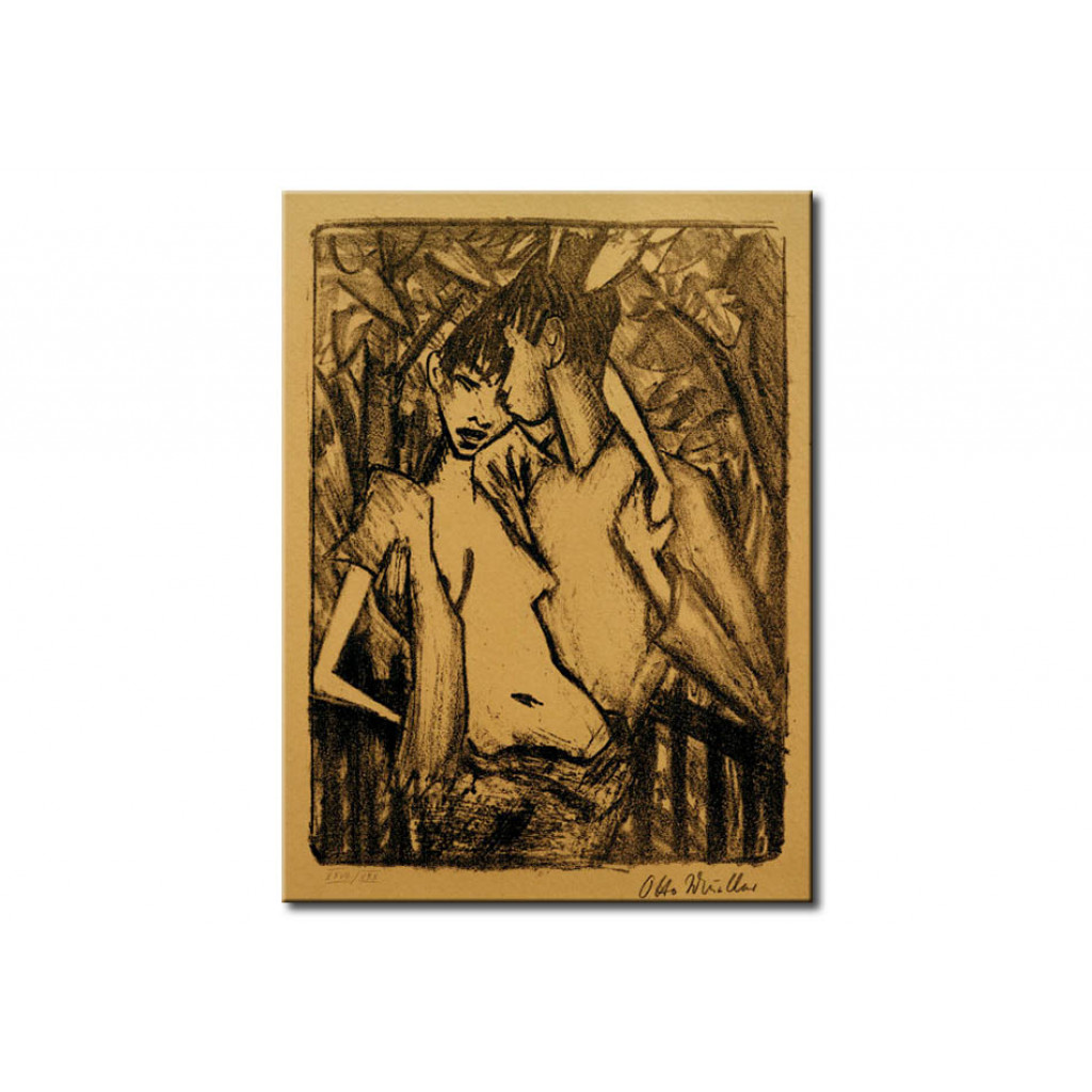 Schilderij  Otto Mueller: Zigeunerpaar (Zigeuner, Liebespaar II)