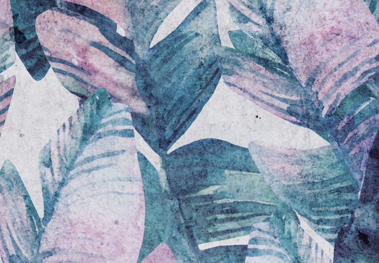 Obraz Egzotyczne liście - abstrakcja z błękitno-różowych liści palm 135110 additionalImage 5