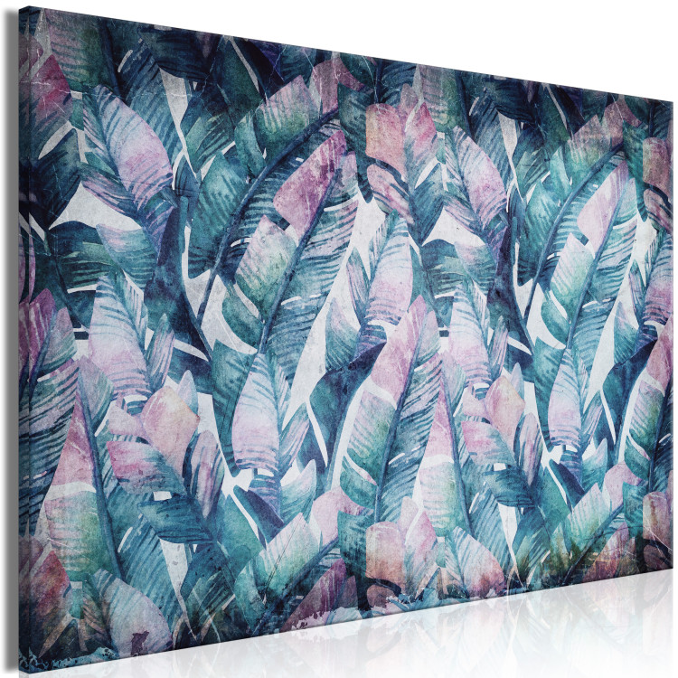 Obraz Egzotyczne liście - abstrakcja z błękitno-różowych liści palm 135110 additionalImage 2