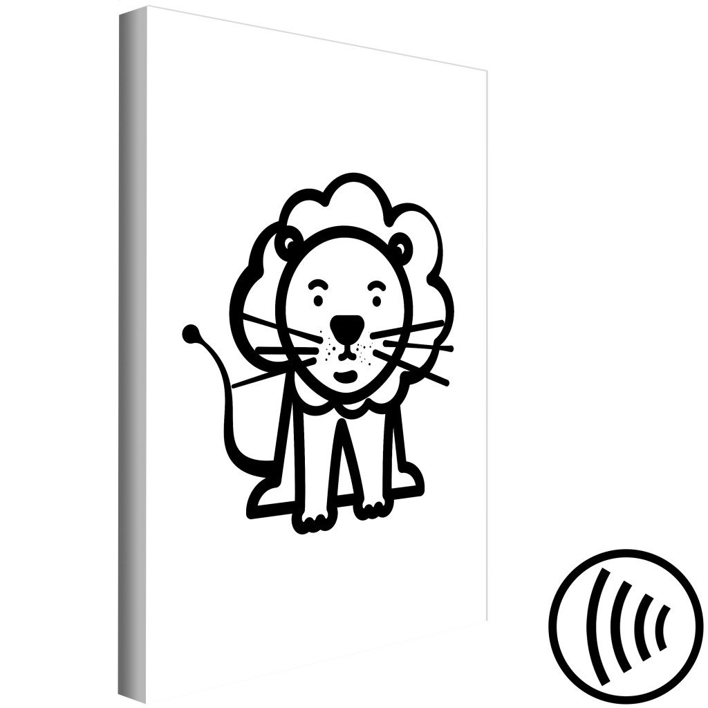 Quadro Pintado Rei Leão - Desenho Animado De Um Pequeno Animal, Em Preto E Branco