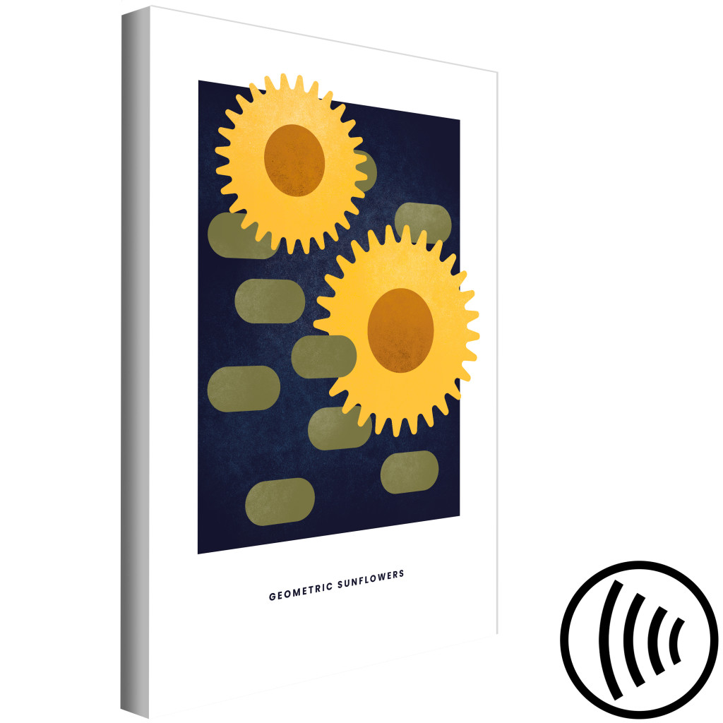 Obraz Mechaniczne Słoneczniki - Abstrakcyjny Motyw Na Granatowym Tle