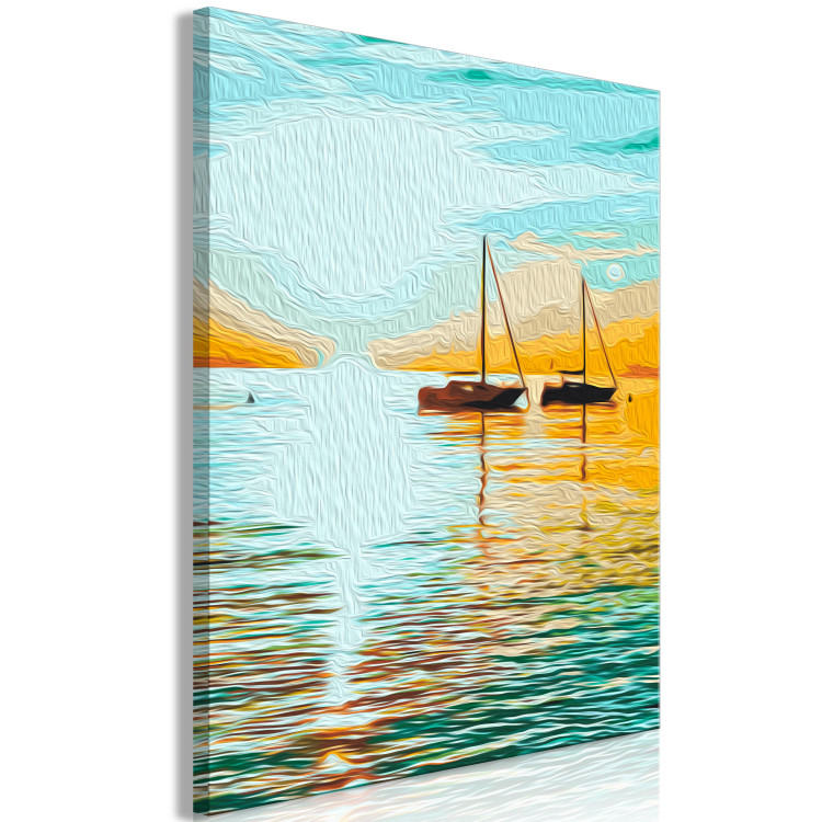 Malen nach Zahlen Bild Summer Breeze - White Sailboats on the Lake and Turquoise Sky 145210 additionalImage 5