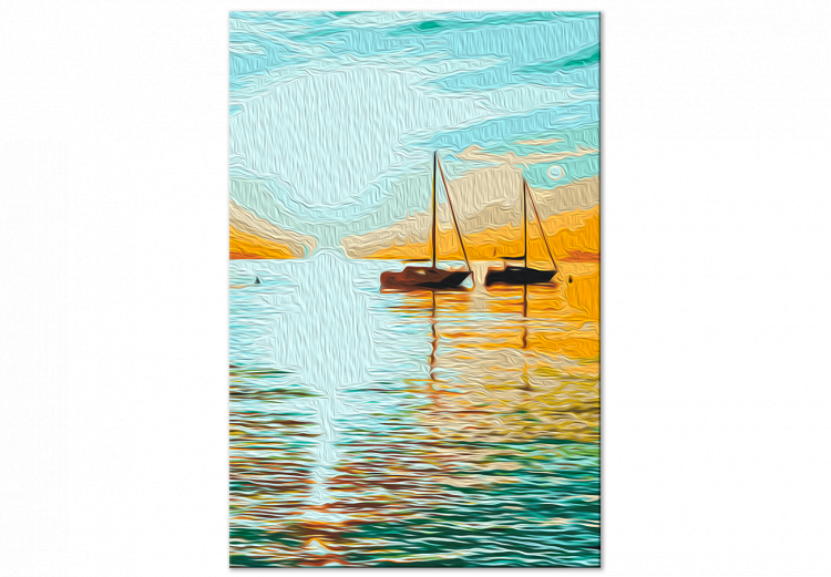 Malen nach Zahlen Bild Summer Breeze - White Sailboats on the Lake and Turquoise Sky 145210 additionalImage 3