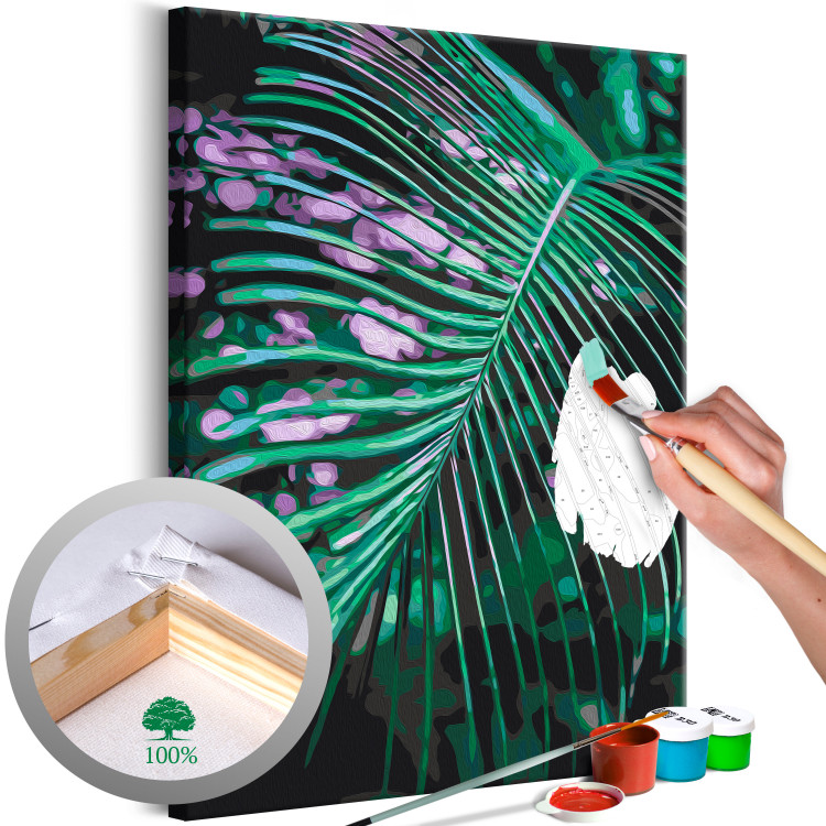 Paint by number Morning Freshness - Green Palm Leaf With Water Drops 146210