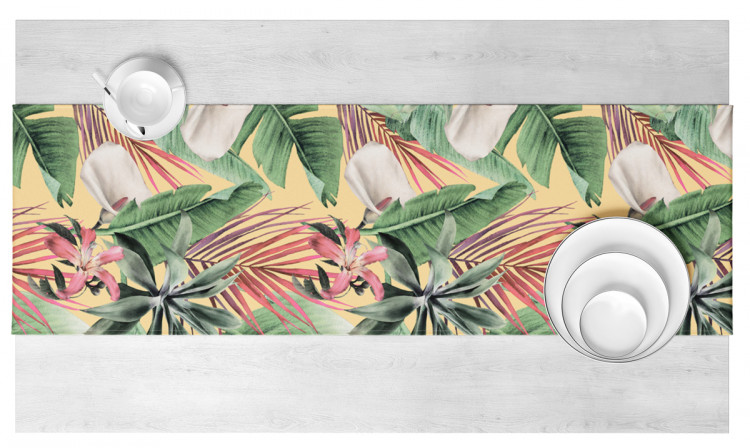 Runner tavolo Rainforest flora - a floral pattern with white flowers and leaves 147210 additionalImage 5