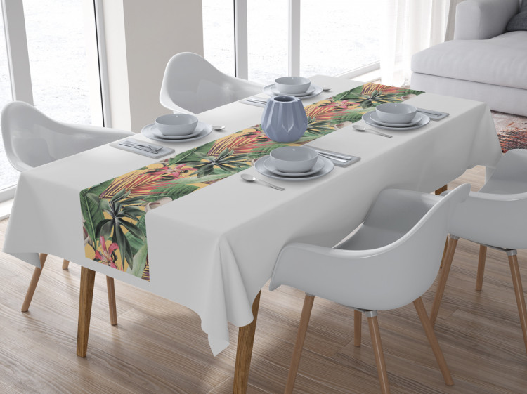 Runner tavolo Rainforest flora - a floral pattern with white flowers and leaves 147210 additionalImage 4