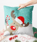 Decorative Velor Pillow Christmas reindeer - animal with a hat in snow on turquoise background 148510 additionalThumb 5