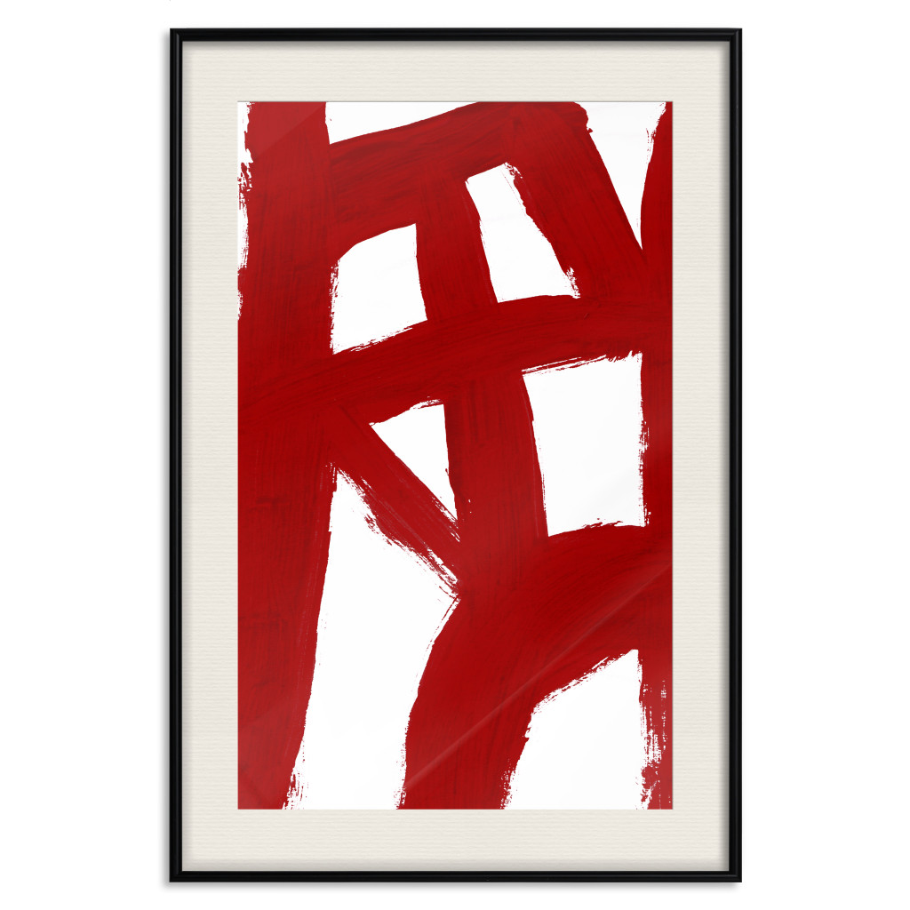 Posters: Abstract Composition - Geometric Shapes And Red Forms
