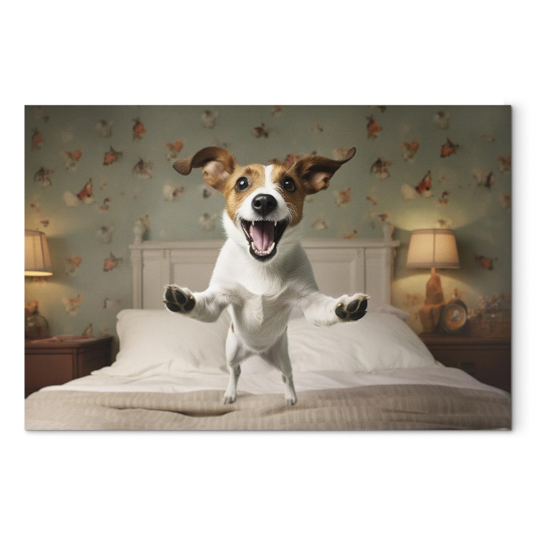 Canvastavla AI Dog Jack Russell Terrier - Joyful Animal Jumping From Bed Into Owner’s Arms - Horizontal 150210 additionalImage 7