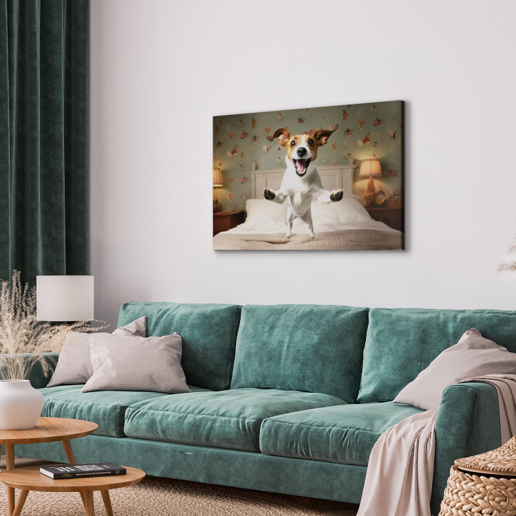 Canvastavla AI Dog Jack Russell Terrier - Joyful Animal Jumping From Bed Into Owner’s Arms - Horizontal 150210 additionalImage 4