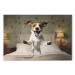 Canvastavla AI Dog Jack Russell Terrier - Joyful Animal Jumping From Bed Into Owner’s Arms - Horizontal 150210