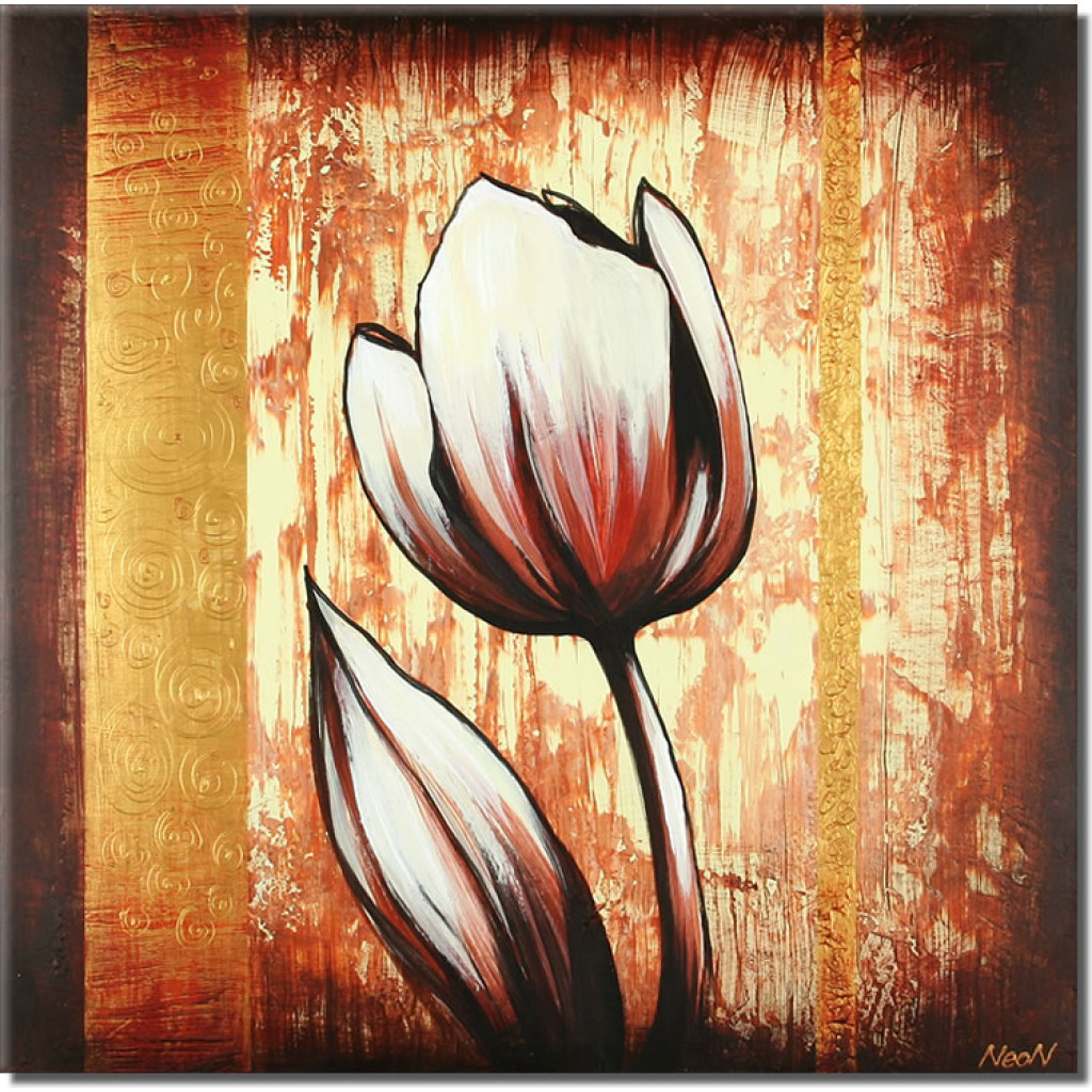 Pintura Em Tela Composição Com Uma Tulipa