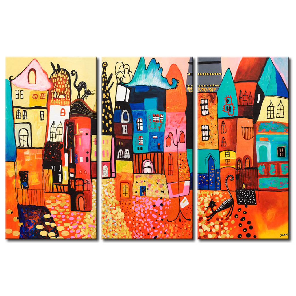Schilderij  Voor Kinderen: Kleurrijke Huizen