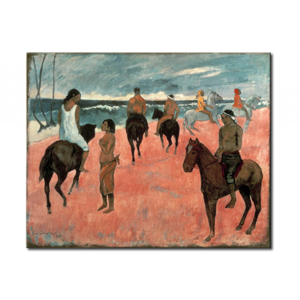 Schilderij  Paul Gauguin: Cavaliers Sur La Plage