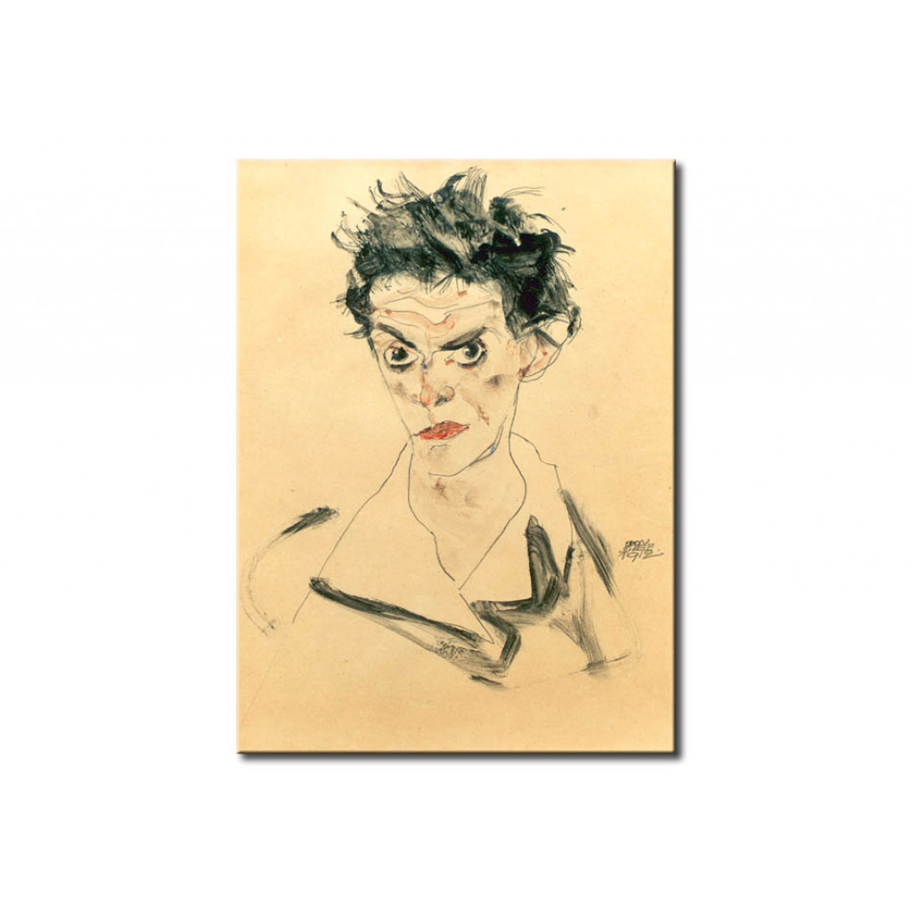Schilderij  Egon Schiele: Selbstbildnis, Schulterbüste