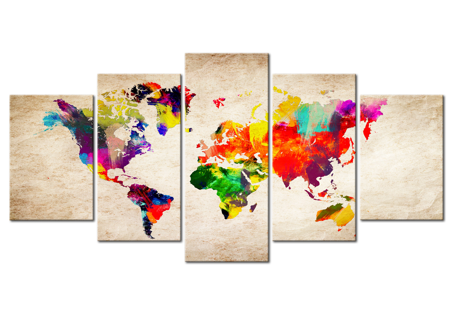 Abstract Globe Canvas Print, Brown World Map Digital Painting Canvas S –  Swallart