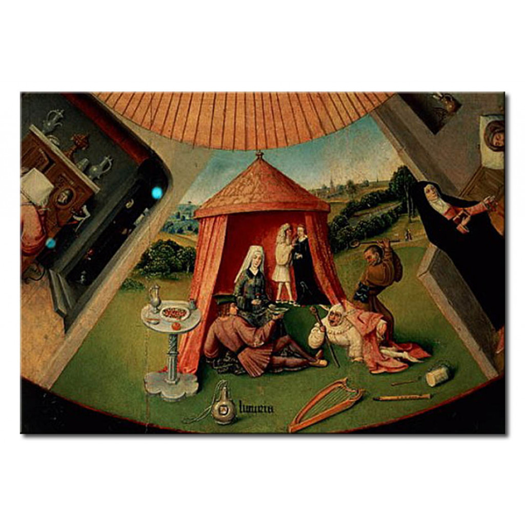 Schilderij  Hieronymus Bosch: Luxury, Detail From The Table Of The Seven Deadly Sins And The Four Last Things
