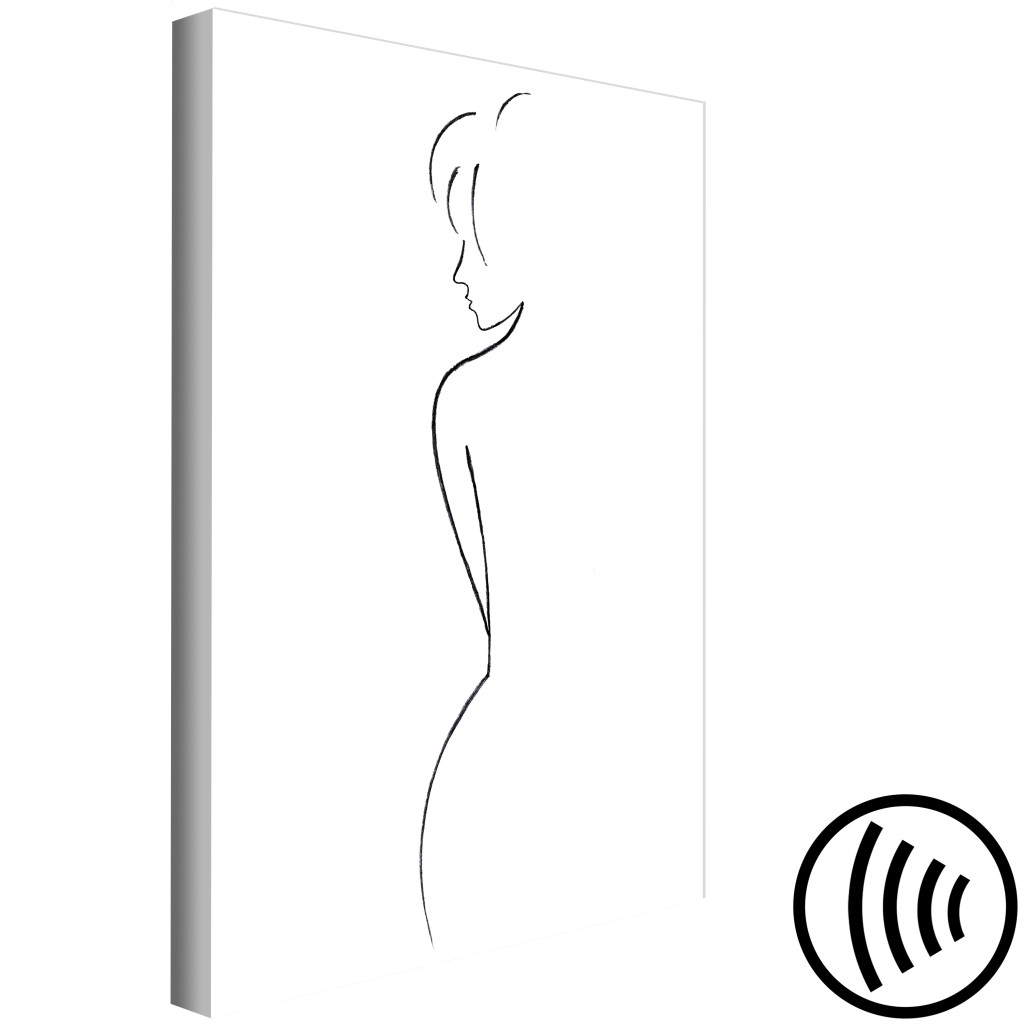 Schilderij  Silhouetten: Geheim Van Vrouwelijkheid (1-delig) - Zwart-wit Silhouet Van Een Figuur