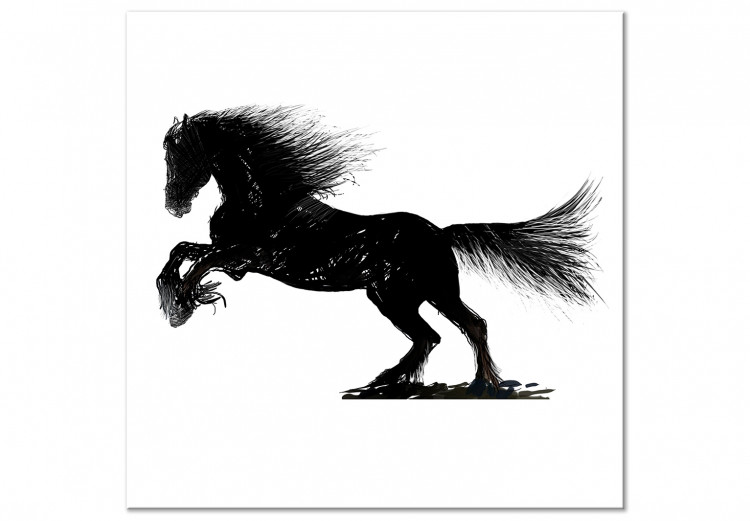 Canvas Dynamic horse - black and white illustration of a horse silhouette