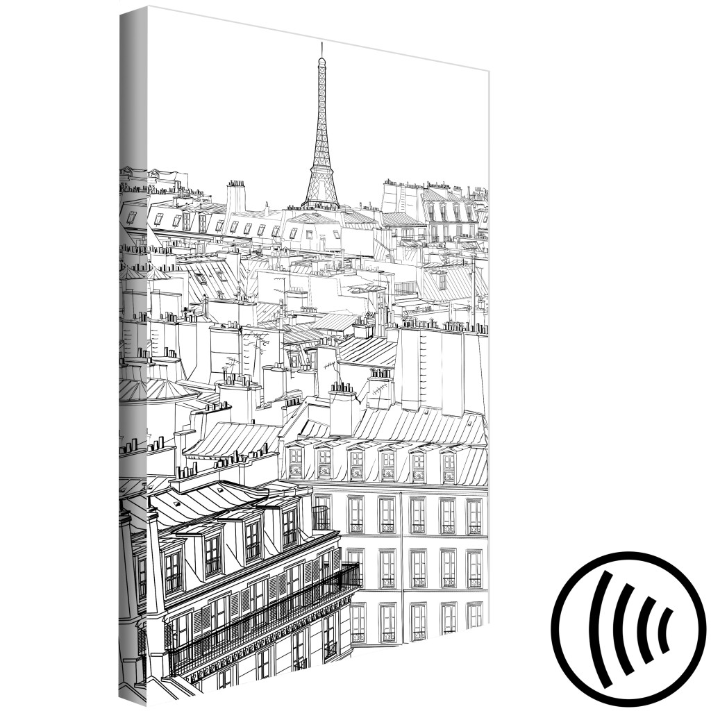 Pintura Em Tela Desenho Panorâmico De Paris - Paisagem Urbana E Torre Eiffel