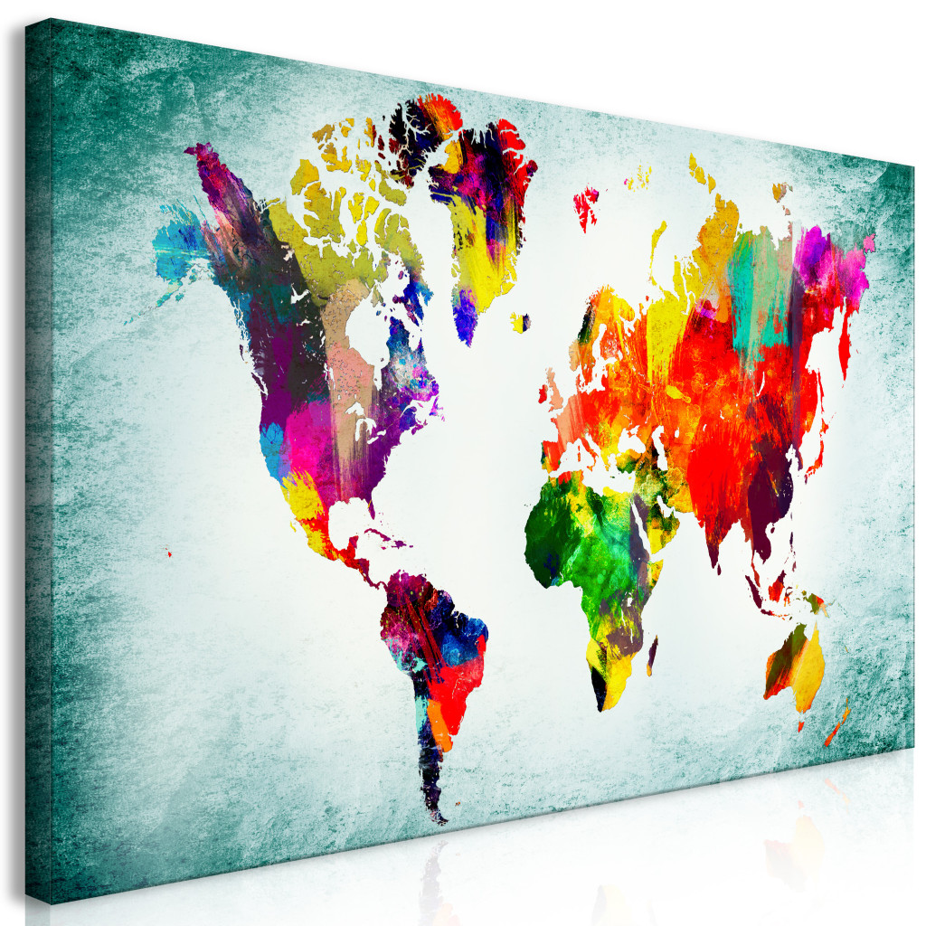 Schilderij World Map: Green Vignette II [Large Format]