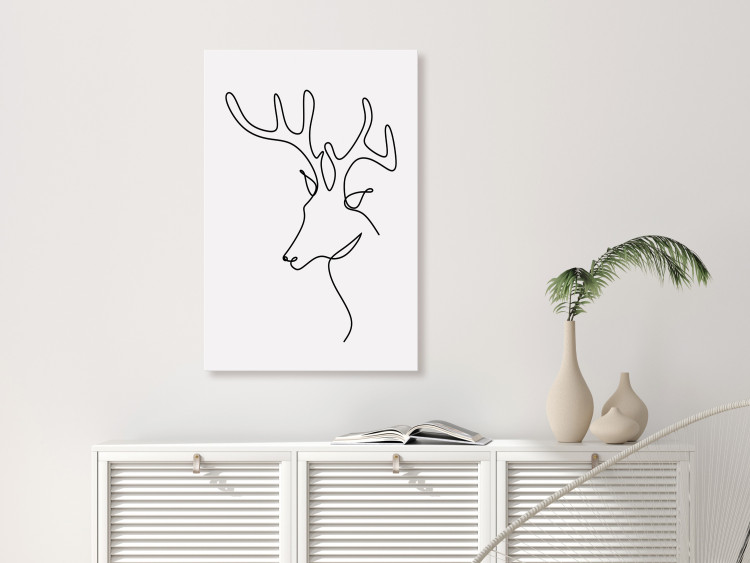 Obraz Profil jelenia - czarno-biała abstrakcja w stylu line art 130720 additionalImage 3