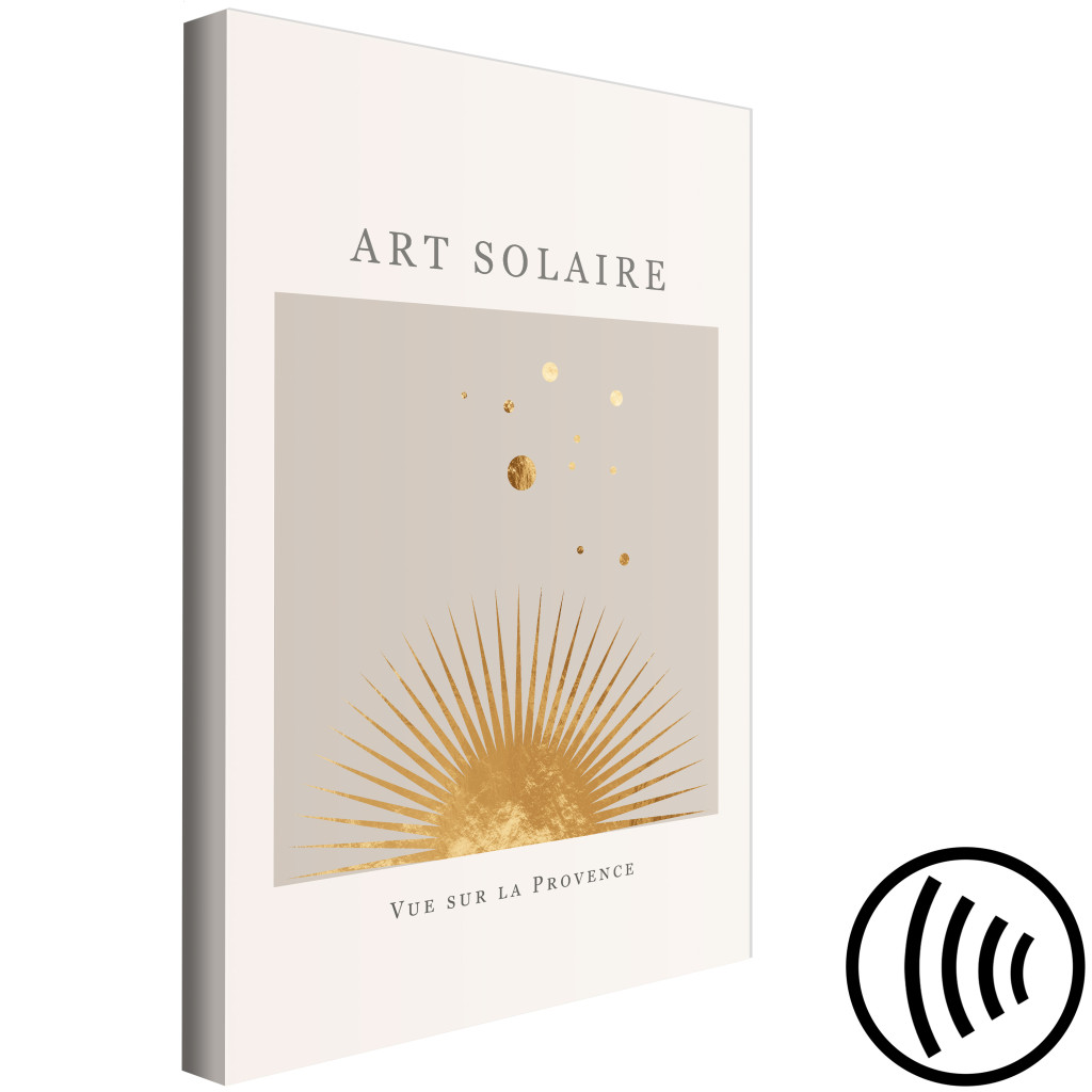Målning Grå Franska Bokstäver Med Sol Och Planeter - Beige Abstraktion