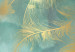 Fotomural Soplo del norte - composición acuarela con plumas doradas en el viento 137420 additionalThumb 4