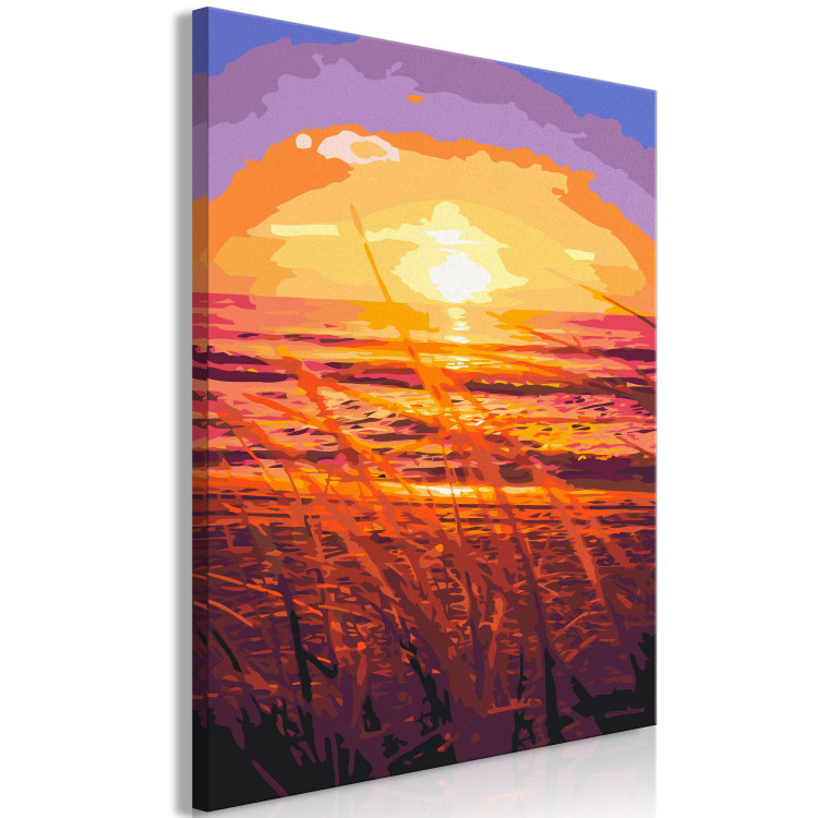 Obraz do malowania po numerach Letni wieczór - pomarańczowy zachód słońca na plaży pełne traw 144620 additionalImage 7
