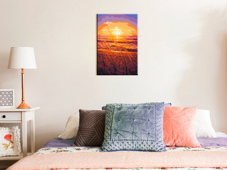 Obraz do malowania po numerach Letni wieczór - pomarańczowy zachód słońca na plaży pełne traw 144620 additionalImage 2