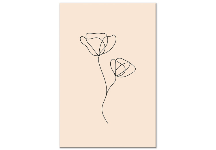 Canvastavla Linear Flower - Minimalistic Composition on a Beige Background 146320